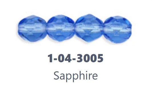 Czech Fire Polish 4-3005 Sapphire Faceted Glass Beads, 4 mm - 38 or 50 Beads