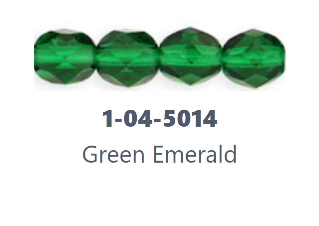 Czech Fire Polish 4-5014 Zelené smaragdové kulaté skleněné kuličky s fazetou, 4 mm - 48 nebo 50 korálků