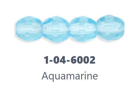 Czech Fire Polish 04-6002 Perles rondes à facettes en aigue-marine transparente, 4 mm - 50 perles