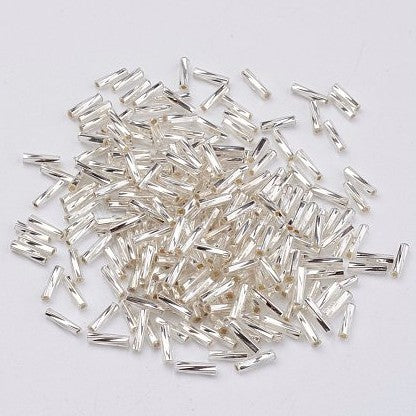 Twisted Glass Bugle Beads Silver Lined Crystal 9 x 2 mm, Hole: 0.5 mm - 5 or 10 gm
