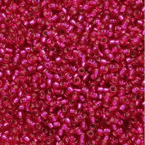 Miyuki 15-1436 15/0 Perles de graines de framboise transparentes doublées d'argent - 2 ou 5 g