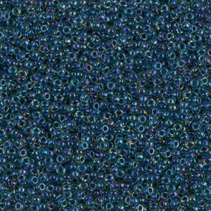 Miyuki 15-1826   15/0 Midnight Blue Lined Topaz AB Glass Seed Beads - 5 gm