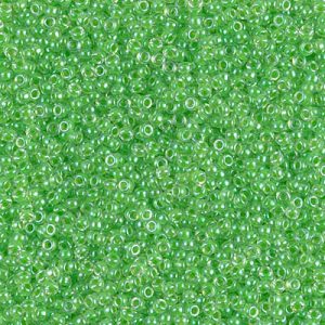 Miyuki 15-228   15/0 Green Lined Crystal Luster Glass Seed Beads - 5 gm