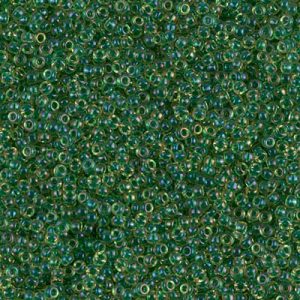 Miyuki 15-331   15/0 Emerald Lined Light Topaz AB Glass Seed Beads - 5 gm