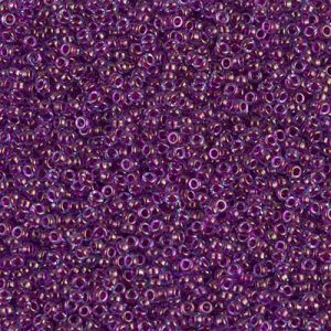 Miyuki 15-352   15/0 Fuchsia Lined Aqua Luster Glass Seed Beads - 5 gm