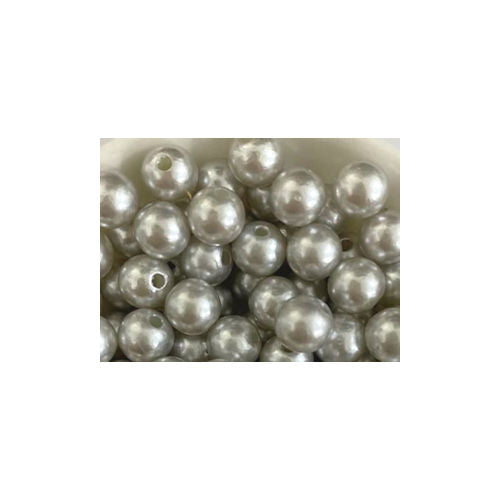 8 mm Silver Pearl Round Acrylic Beads for Kids / Crafts - 30 Beads