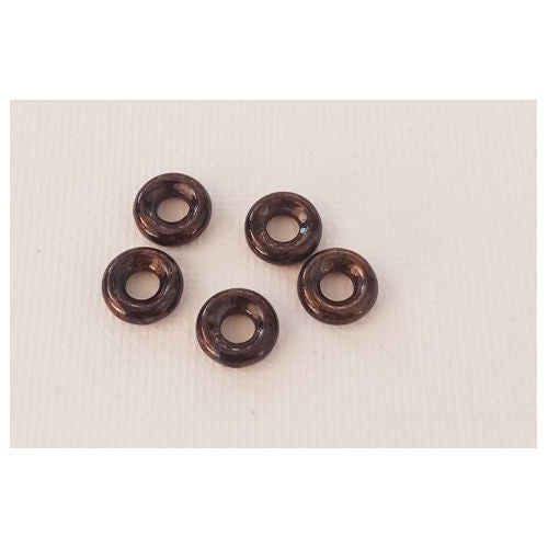 Czech 9 x 3 mm Bronzonite Glass Donut Beads - 5 Beads