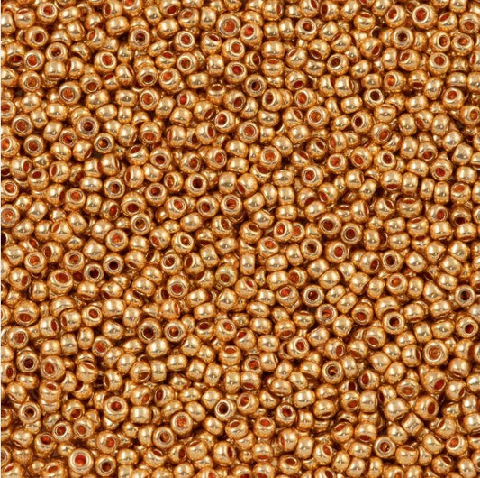 Preciosa Czech 18583 08/0  Metallic Dark Gold Seed Beads - 5 or 10 gm