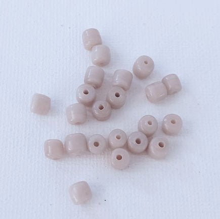 Beige / Tan Lampwork Glass Roller Beads, 5 x 5 mm - 34 Beads