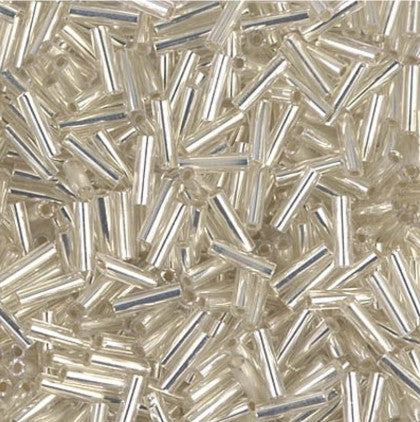 Miyuki BGL2-1  #2 (6 mm)  Silver Lined Crystal Bugle Beads - 5 or 10 gm