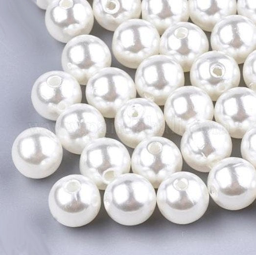 10 mm Creamy White Imitation Pearl Round ABS Plastic Beads for Kids / Crafts - 22 Beads
