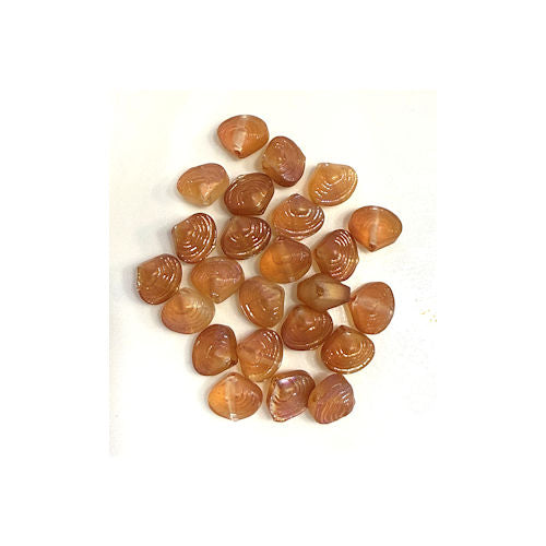 Czech Frosted Amber AB Clam Shell Glass Beads, 6 x 8 mm - 12 Beads