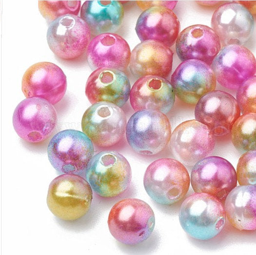6 mm Colorful Round Acrylic Beads for Kids / Crafts - 100 Beads