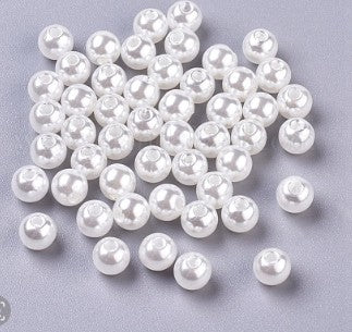 6 mm White Round Imitation Pearl ABS Plastic Beads for Kids / Crafts - 100 Beads