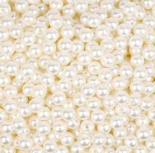 6 mm Creamy White Imitation Pearl Round Acrylic Beads for Kids / Crafts - 100 Beads