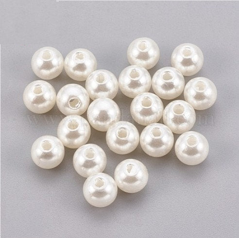 4 mm Creamy White Imitation Pearl Round ABS Plastic Beads for Kids / Crafts - 100 Beads