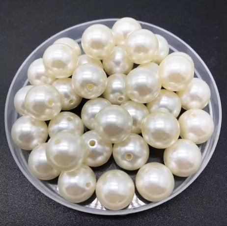 12 mm Creamy White Imitation Pearl Round Acrylic Beads for Kids / Crafts - 20 Beads