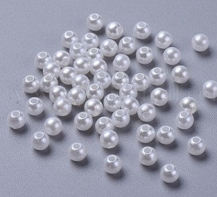 5 mm White Imitation Pearl Round Acrylic Beads for Kids / Crafts - 100 Beads