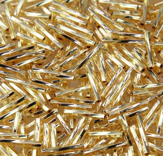 Miyuki TW206-003 6 mm Twisted Silver Lined Transparent Gold Bugle Beads - 5 gm