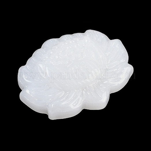 Translucent White Lotus Flower Focal Bead / Connector, 23 x 28 x 8 mm - 1 Bead