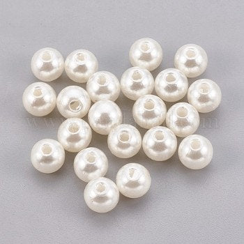 18 mm White Imitation Pearl Round ABS Plastic Beads for Kids / Crafts - 5 Beads
