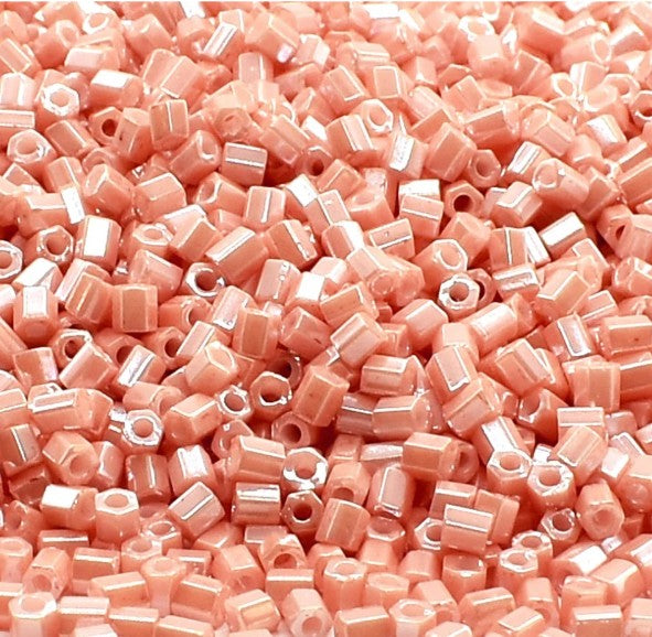 Miyuki 11C-429 Two Cut 11/0 Opaque Salmon Luster Hex Seed Beads - 5 or 10 gm