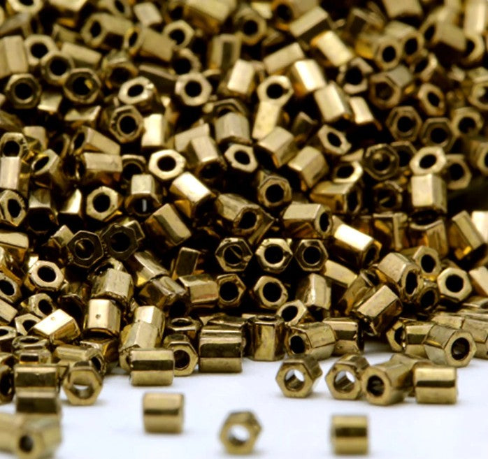 Miyuki 15C-457 Two Cut 15/0 Metallic Dark Bronze Hex Seed Beads - 2 or 5