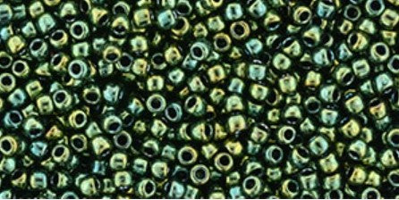 TOHO TR-11-507 11/0 Perles de graines métalliques supérieures à iris vert, 5 ou 10 g