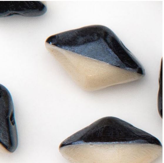 Matubo Gemduo Duets 8 x 5 mm 03849-14413 Jet Black White Beige Lustre - 40 perles