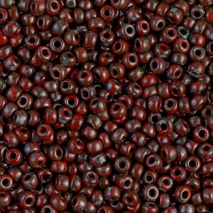Miyuki 8-4513  8/0 Picasso Opaque Red Garnet Seed Beads, 5 or 10 gm