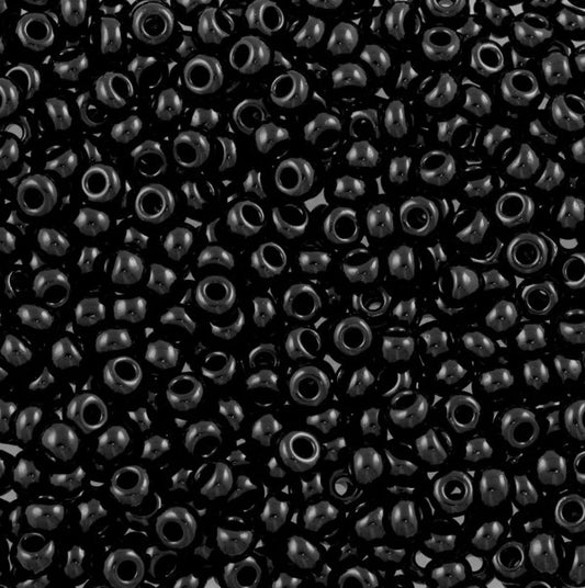 Preciosa Czech 23980  8/0  Jet Black Seed Beads - 5 or 10 gm