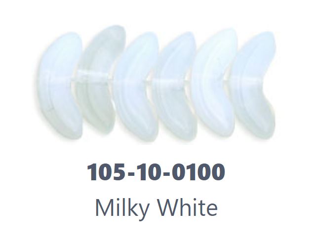 Ailes d’ange tchèques / Forme de lune / Perles de verre opale blanche croissant avec UN trou, 10 x 3 mm - 2 ou 4 perles