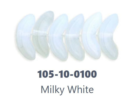 Ailes d’ange tchèques / Forme de lune / Perles de verre opale blanche croissant avec UN trou, 10 x 3 mm - 2 ou 4 perles