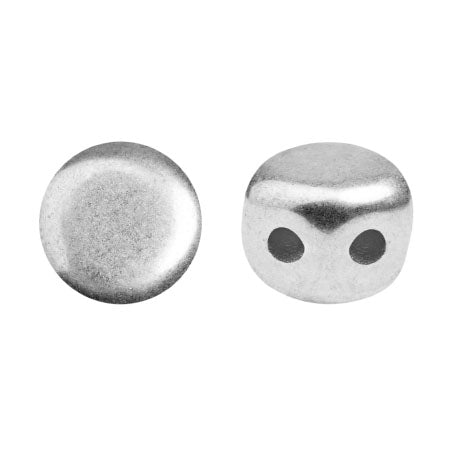 Kalos® par Puca® 00030-27000 Argentees / Silver 4 x 3 mm 2-Hole Drum Czech Glass Beads - 50 Beads