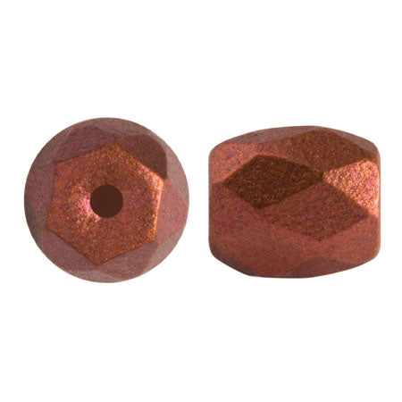 Baros® par Puca® 00030-01750 Bronze Red Matte  6 x 5 mm Faceted Barrel Czech Glass Beads - 20 Beads