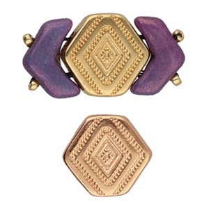 Cymbal™ Perles de connecteur Malliadiko Chevron, 9,5 x 11,2 mm - Plaqué laiton antique, plaqué or 24 carats ou plaqué argent antique - 2 connecteurs