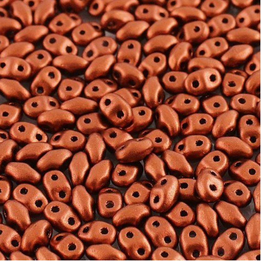 Mini Twin / MiniDuos 2 x 4 mm 00030-01750 Perles rouge feu en bronze cristal - 5 grammes