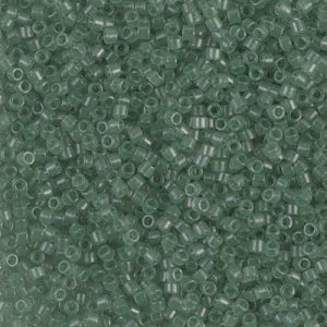 Miyuki Delica DB1415   11/0 Transparent Light Moss Green Cylinder/Tube Beads - 5 or 10 gm
