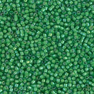 Miyuki Delica DB1787  11/0 White Lined Transparent Green Luster Cylinder/Tube Beads - 5 or 10 gm