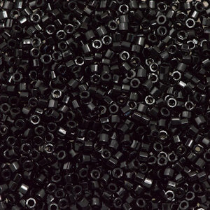 Miyuki Delica DBC0010 Two Cut 11/0 Opaque Black Hex Cylinder/Tube Seed Beads - 5 gm