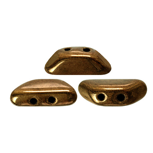 Tinos® par Puca® 23980-14485 Dark Gold Bronze 4 x 10 mm 2-Hole Trapezoid Czech Glass Beads - 20 Beads