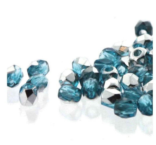 Czech Fire Polish FPR0260020-27001 True 2 mm Aqua Labrador Crystal Beads - 50 Beads