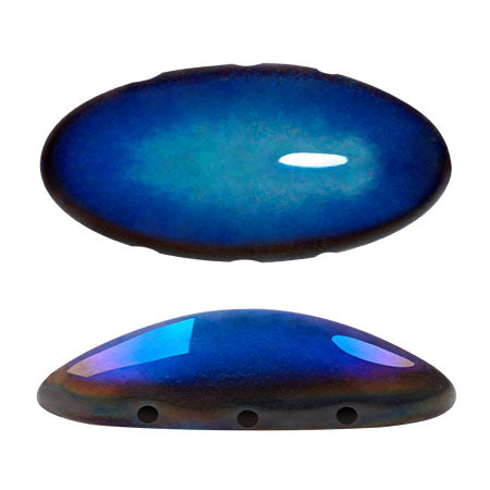 "New Athos®" par Puca® 23980-22200 Plně azzuro podlouhlý plochý zadní 3-dírkový český korálek, 10 x 20 mm - 1 korálek