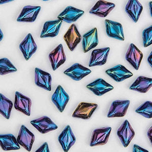 Matubo Mini Gemduo 6 x 4 mm 23980-21435  Jet Blue Iris Beads - 5 gm