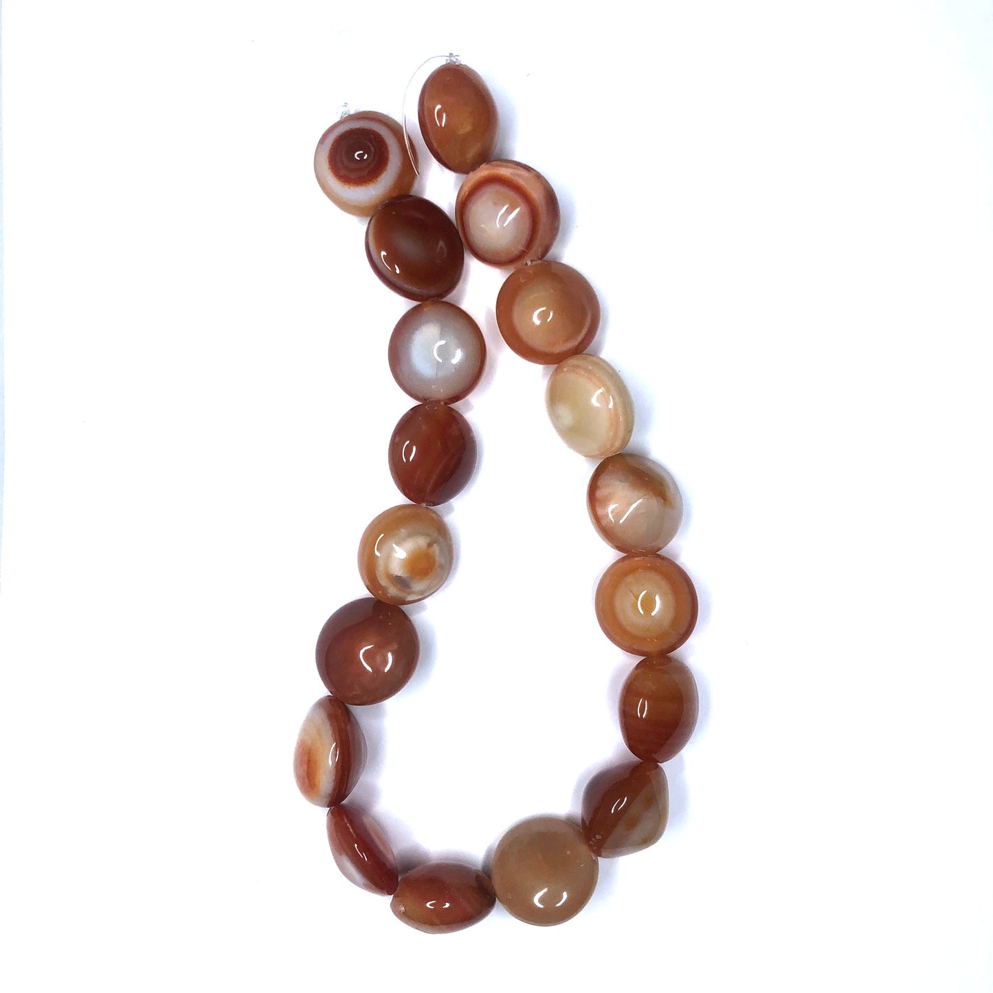 Perles de soucoupe en agate à bandes orange naturelles, 23 x 15 mm, 18 perles