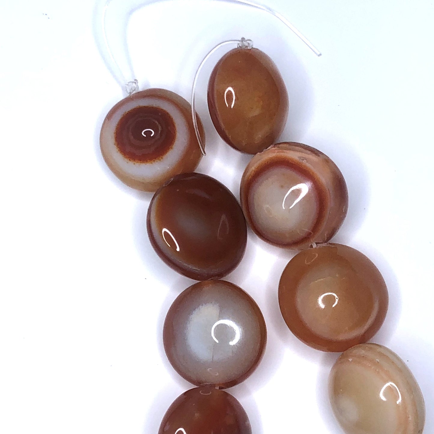 Perles de soucoupe en agate à bandes orange naturelles, 23 x 15 mm, 18 perles