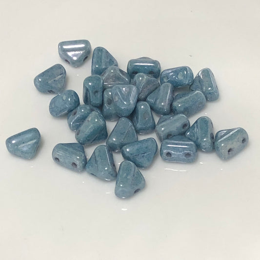 Demi-soyeux 2 trous 8 x 6 mm 03000-14464 Perles tchèques lustre bleu craie -20 perles