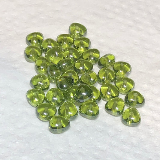 Czech 6 x 4 mm Transparent Olive Green Luster Glass Potato Beads - 30 Beads