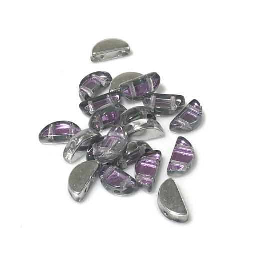Czech Semi Circle 00030-26536  Light Crystal Vitrail 2-Hole 5 x 10 mm Glass Beads - 20 Beads