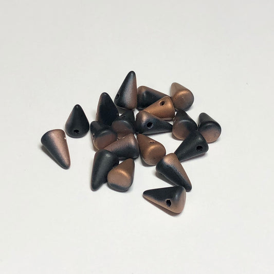 Spike / Thorn Beads 23980AM Apollo Jet mat, 5 x 8 mm verre tchèque - 19 perles